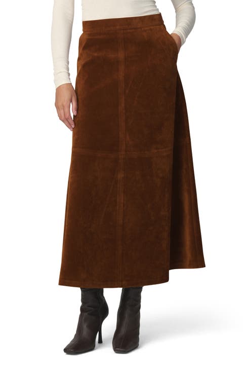 Tavi Faux Suede Midi Skirt