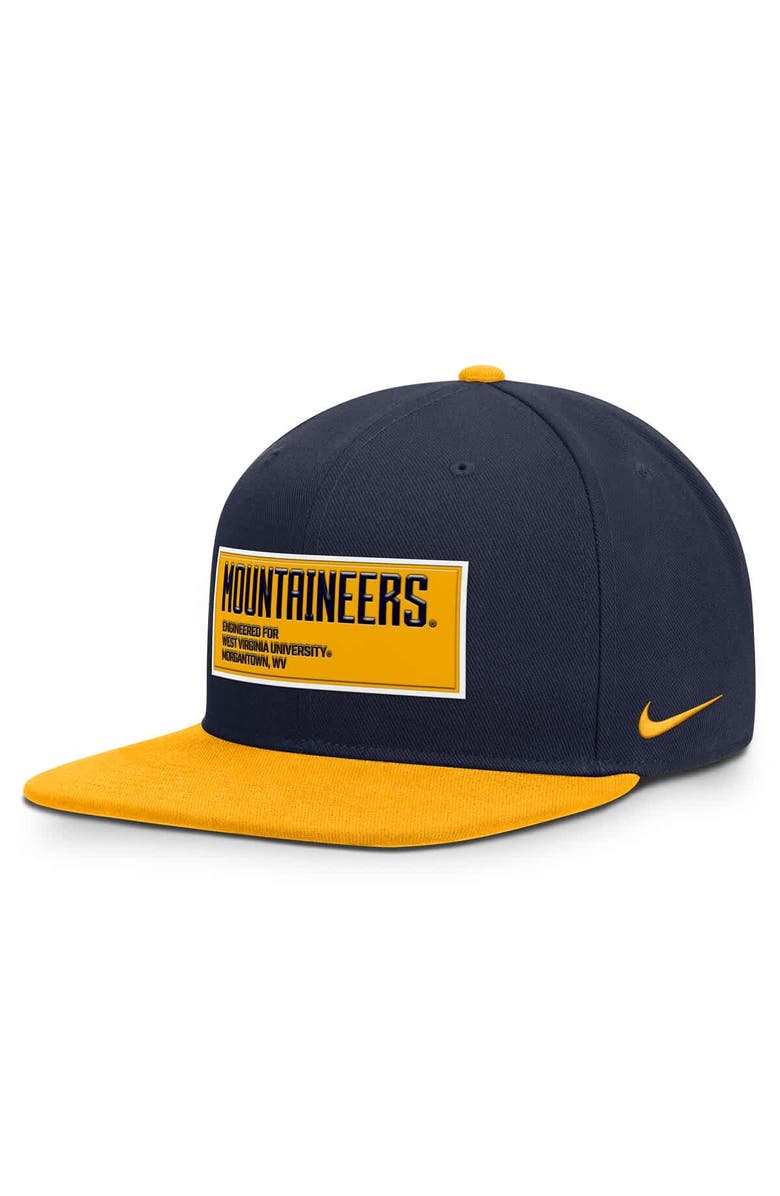 Nike Men's Nike Navy/Gold West Virginia Mountaineers 2025 On-Field Patch Pro Dri-FIT Snapback Hat, Main, color, Navy