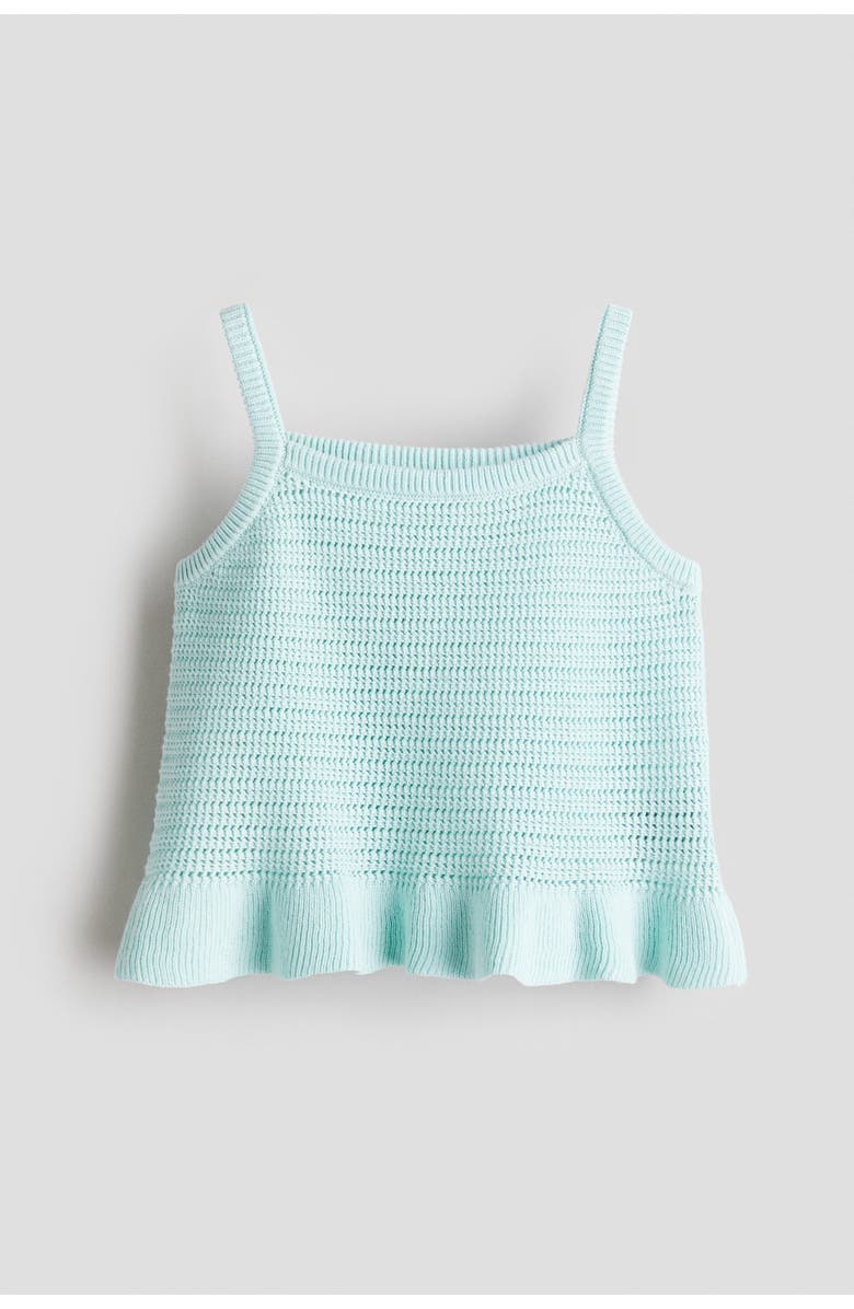 H&M Cotton-knit Strappy Top, Main, color, Light Turquoise
