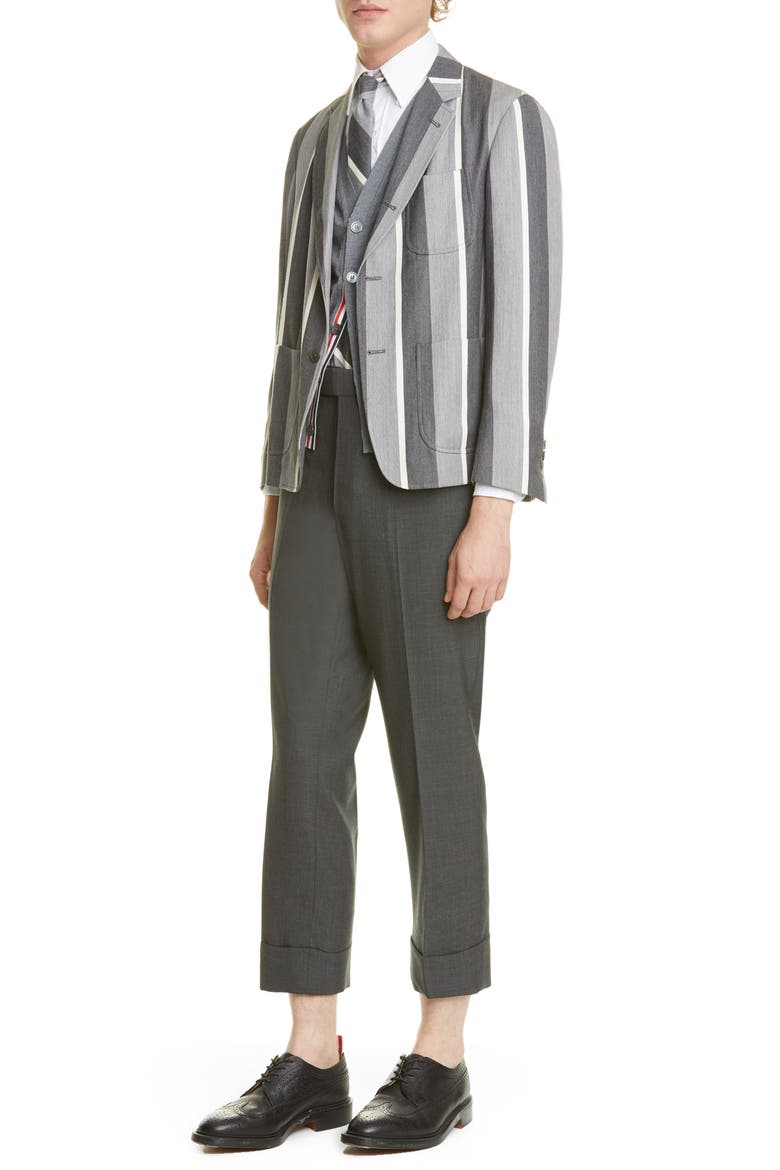 Stripe Wool & Cotton Jacket (Nordstrom Exclusive), Alternate, color, MED GREY