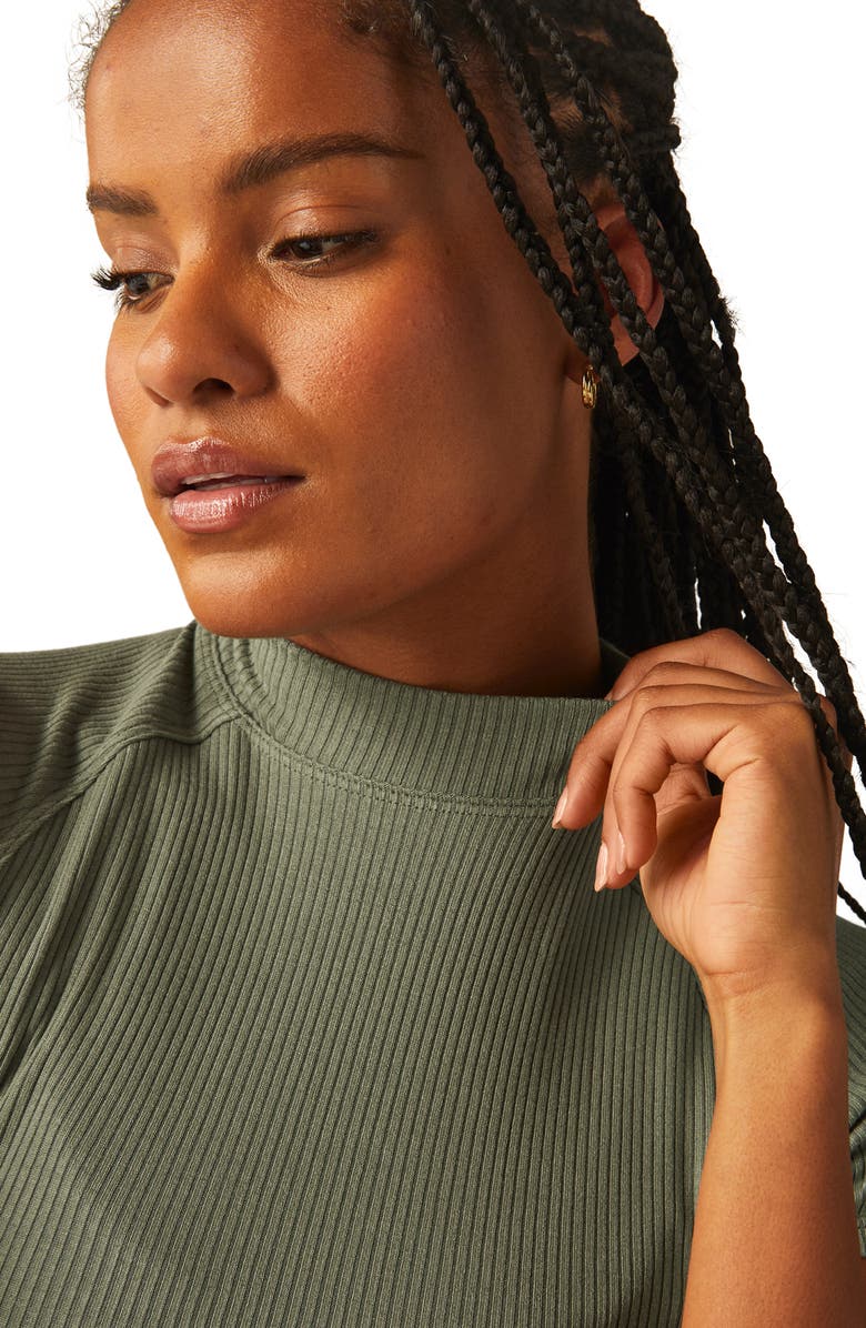 Beyond Yoga Formation Ribbed Crop T-Shirt, Alternate, color, Green Dusk