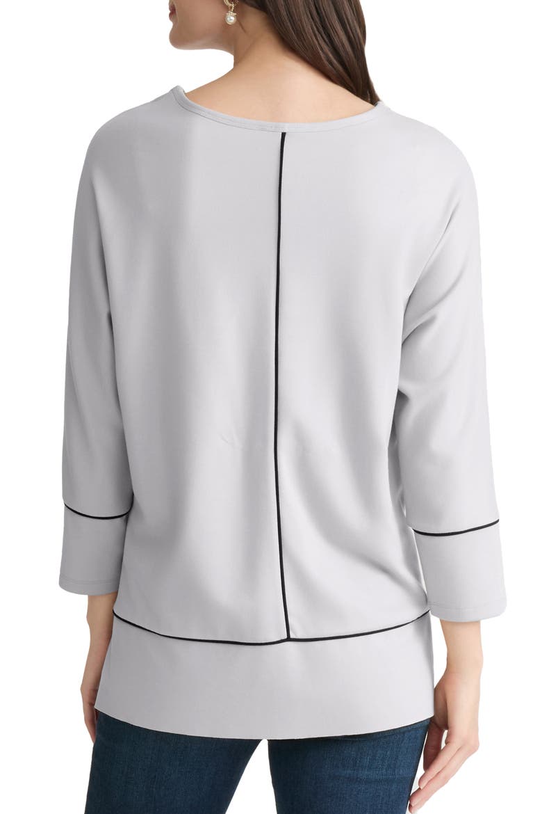Piped Dolman Sleeve Tunic, Alternate, color, WHITE SAND / JONES BLACK