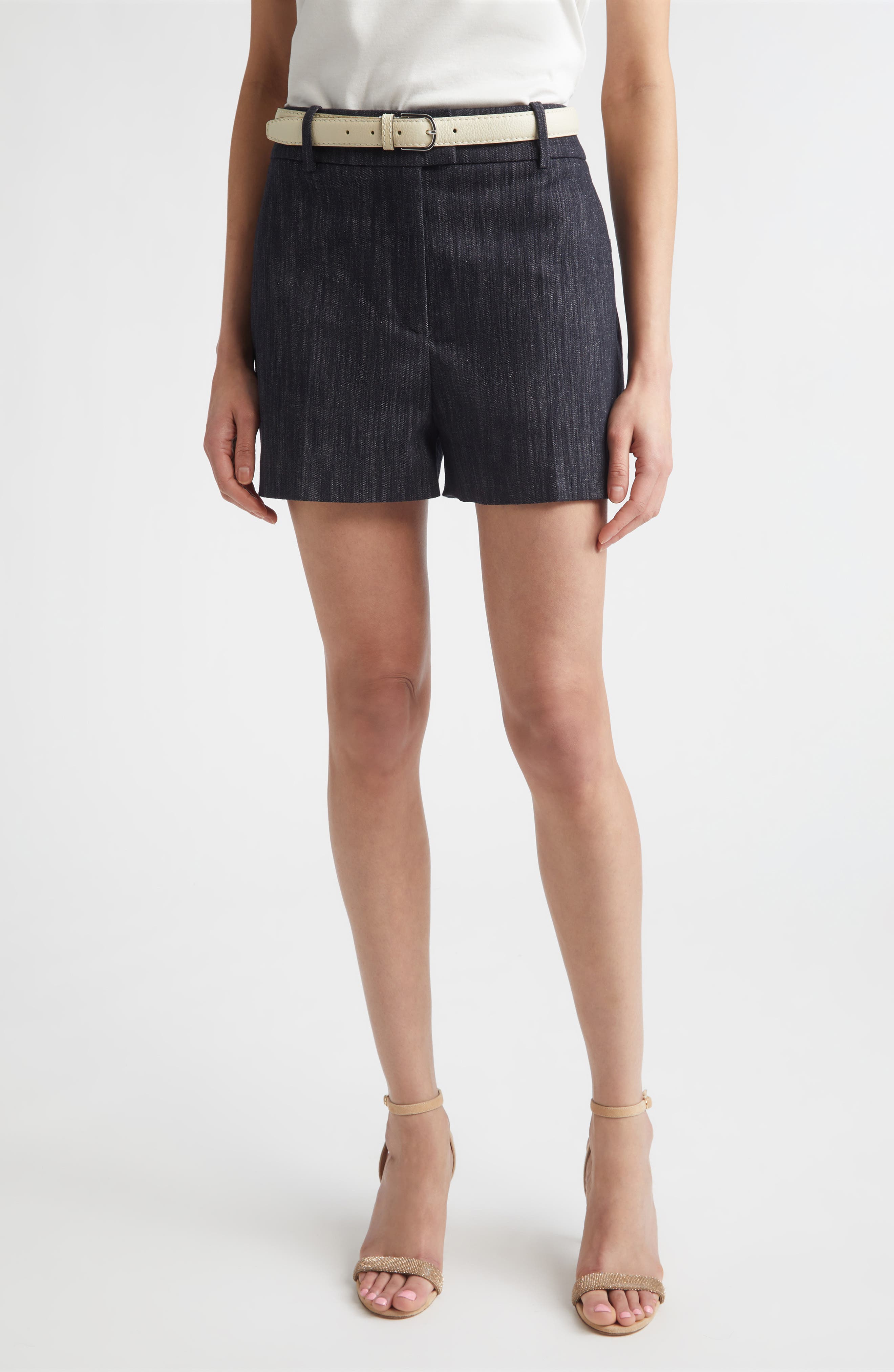 Sequin Cotton Blend Tweed Shorts