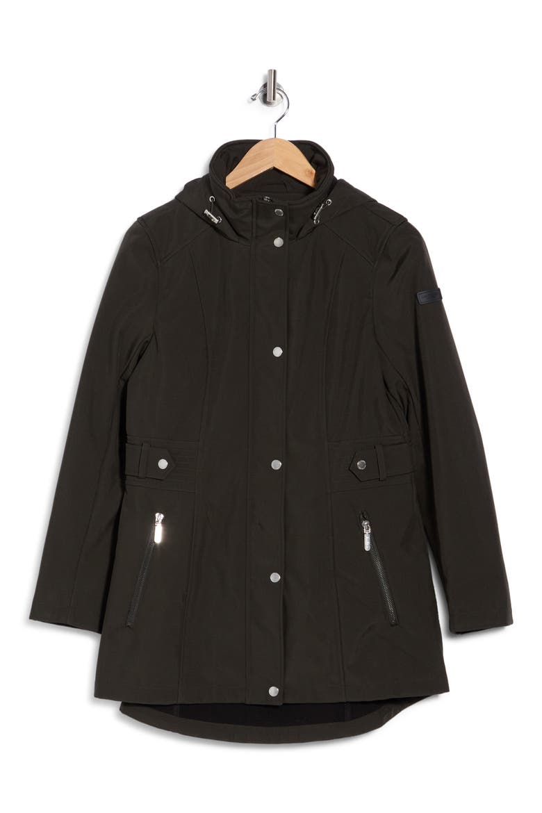 Hooded High-Low Softshell Anorak, Alternate, color, OLIVE