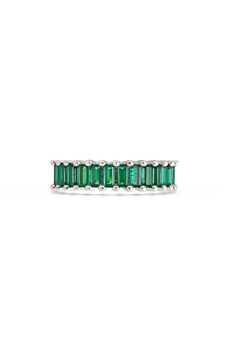 Sterling Forever Caroline Rainbow Cubic Zirconia Eternity Ring, Alternate, color, Silver/Green