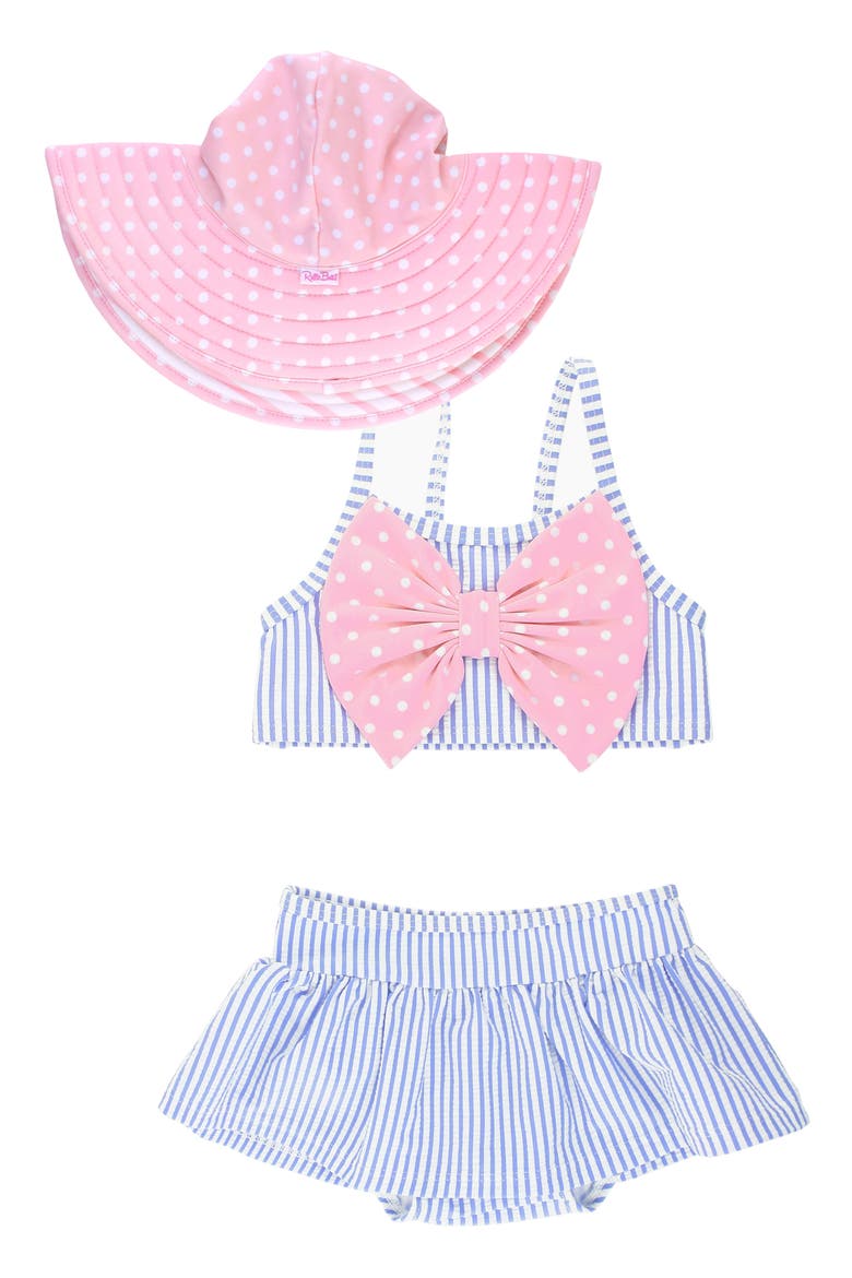 Two-Piece Swimsuit & Hat Set, Main, color, PINK
