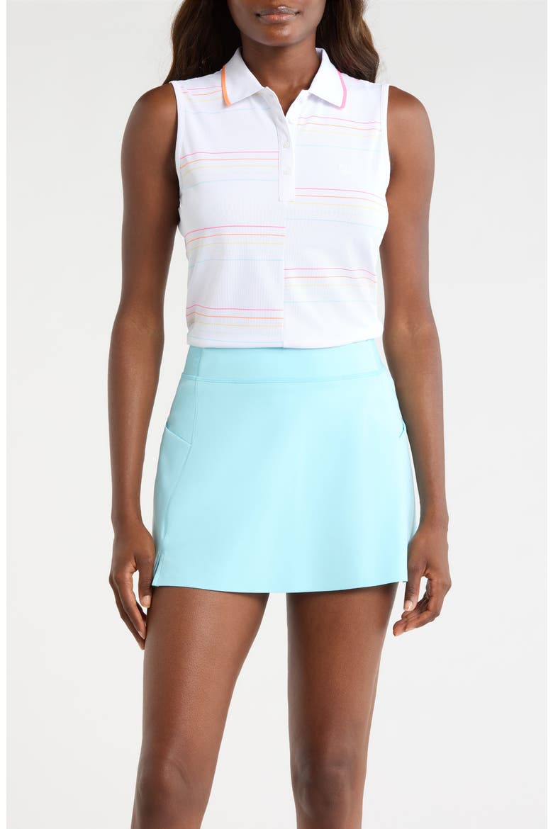 Offset Stripe Sleeveless Performance Polo, Main, color, SNOW / CENOTE