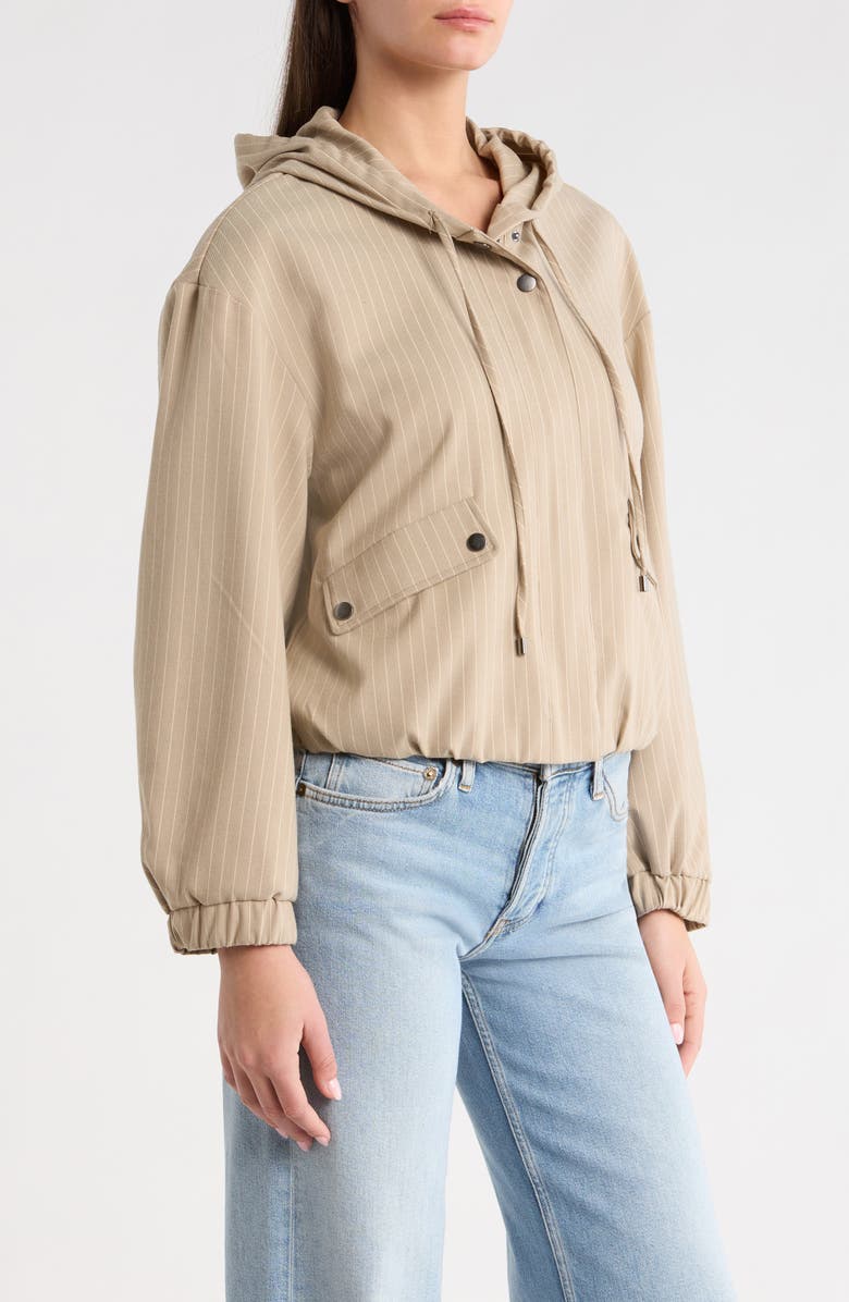 Vince Camuto Pinstripe Hooded Jacket, Alternate, color, Toffee