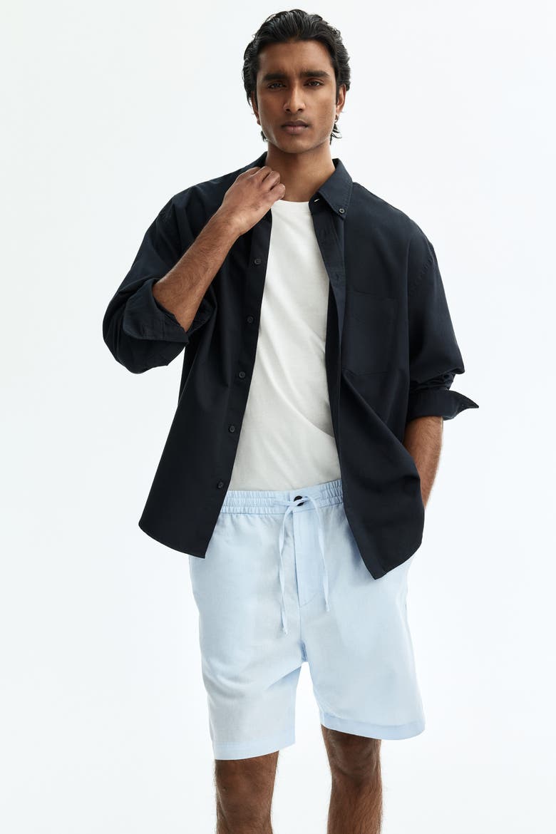 Regular Fit Linen-blend Shorts, Alternate, color, Light blue