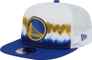 New Era Men's New Era White/Royal Golden State Warriors Dip-Dye 9FIFTY A-Frame Trucker Snapback Hat