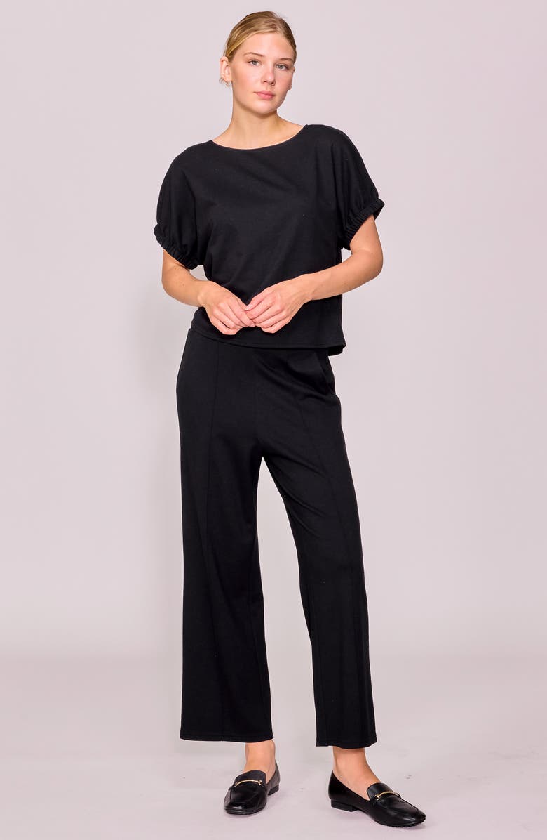 MELLODAY Puff Sleeve Knit Top, Alternate, color, Black