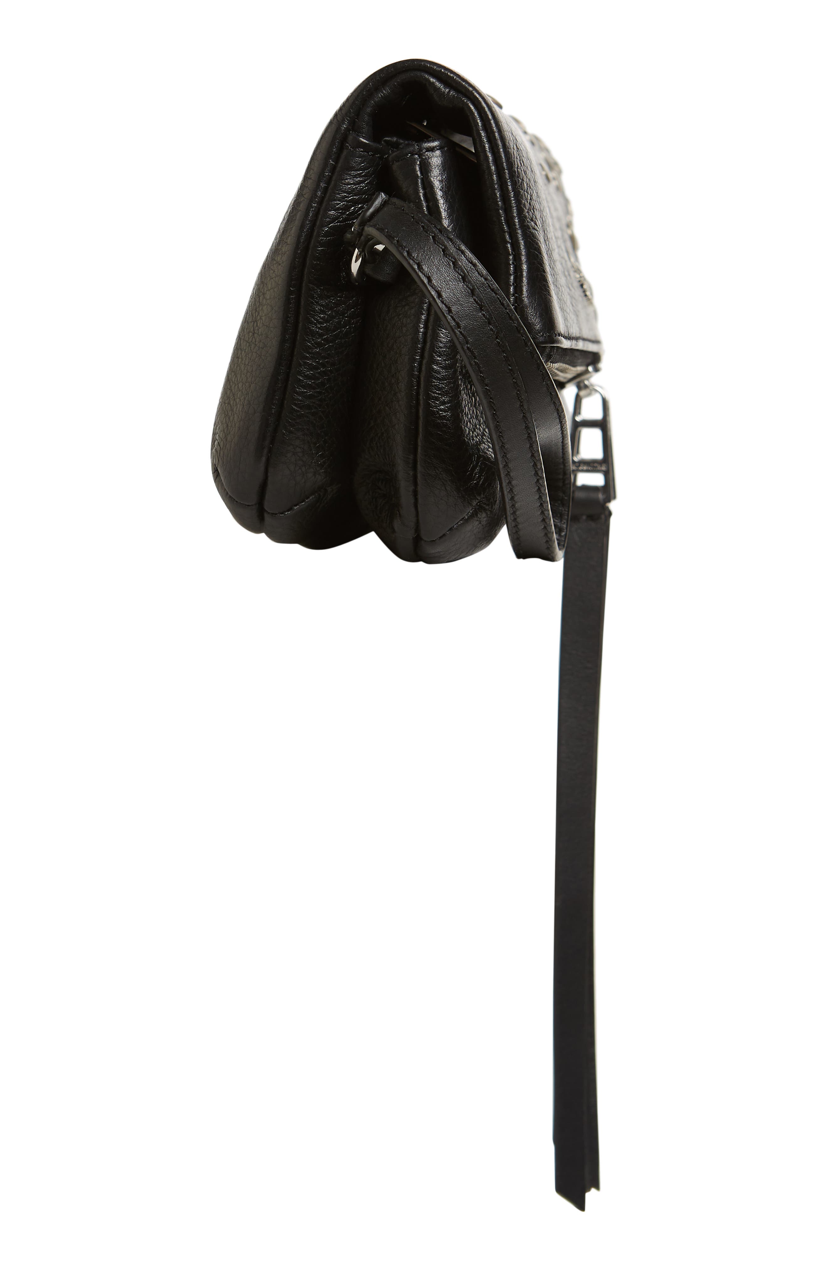 Zadig & Voltaire Rocky Heart Stud Leather Clutch, Alternate, color, 