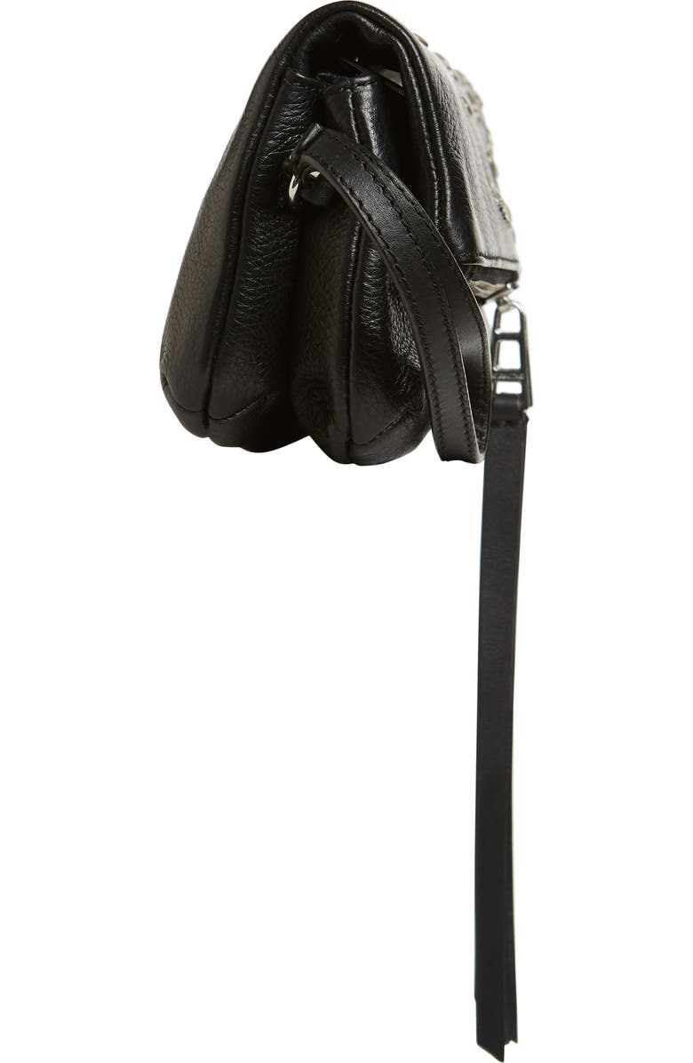 Zadig & Voltaire Rocky Heart Stud Leather Clutch, Alternate, color,