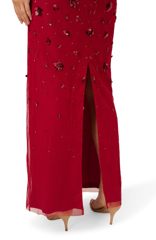 ADRIANNA PAPELL ADRIANNA PAPELL OFF THE SHOULDER BEADED COLUMN GOWN 