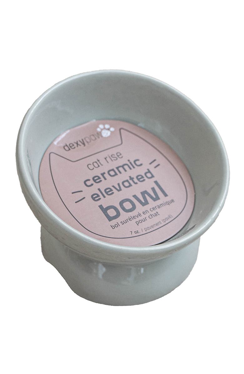 Dexypaws Elevated Ceramic Bowl For Cats, Desert Green, 7oz Capacity, Main, color, Green