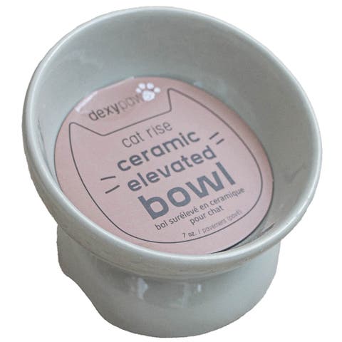 Elevated Ceramic Bowl For Cats, Desert Green, 7oz Capacity