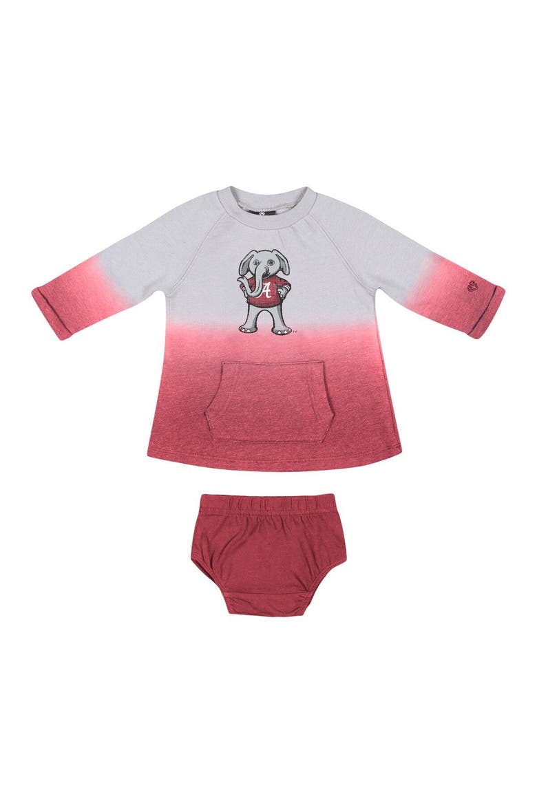Newborn & Infant Colosseum Gray/Crimson Alabama Crimson Tide Hand in Hand Ombre Dress & Bloomers Set, Alternate, color, Gray