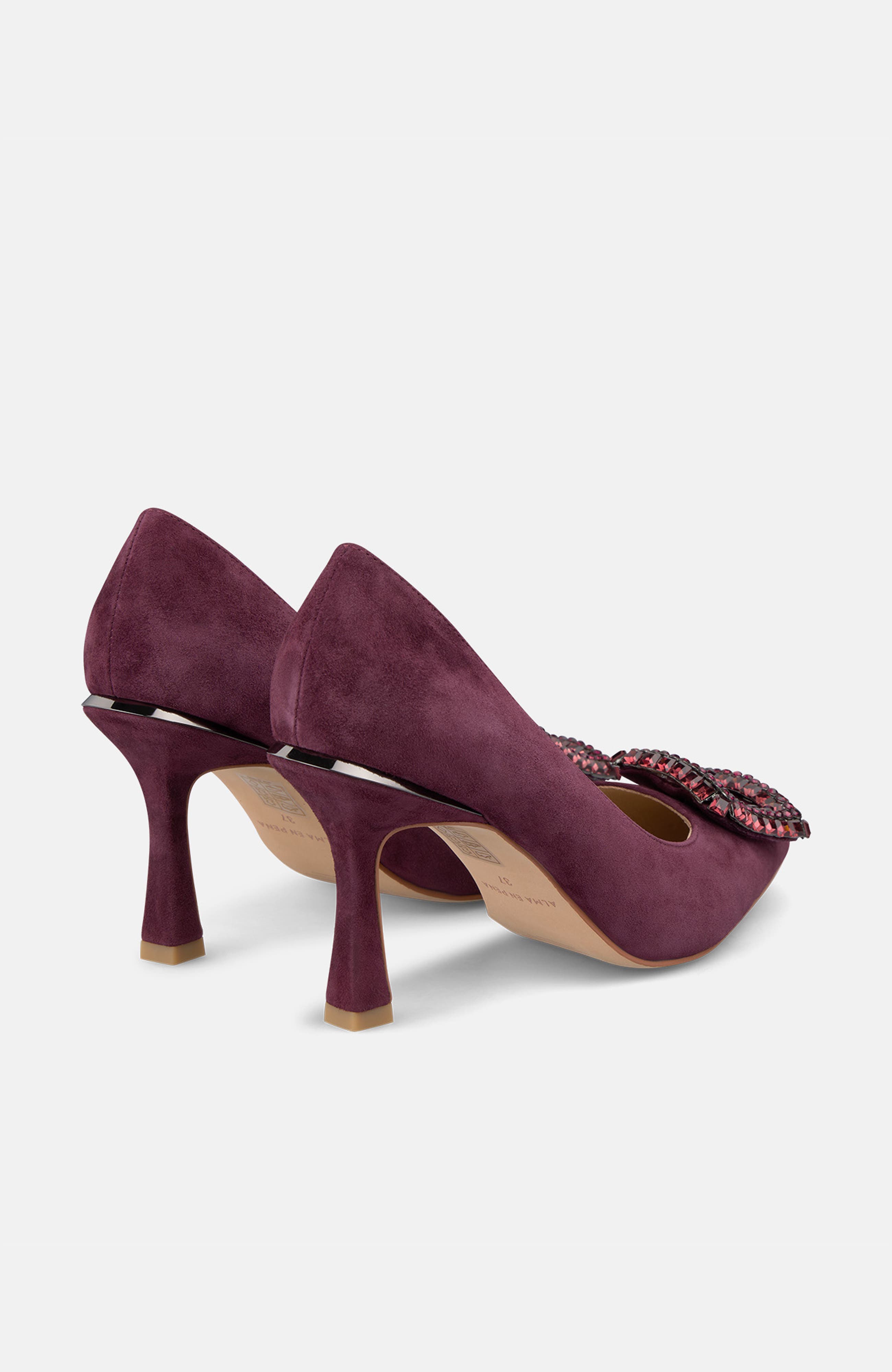 High Heel Shoe Brooch, Alternate, color, Wine