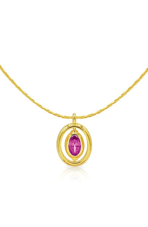 Oval Birthstone Pendant Necklace