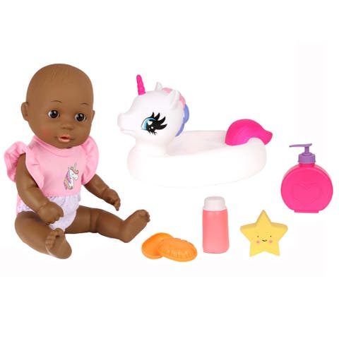 Gigo Bath Time 12 Inch Baby Doll with Unicorn Floater