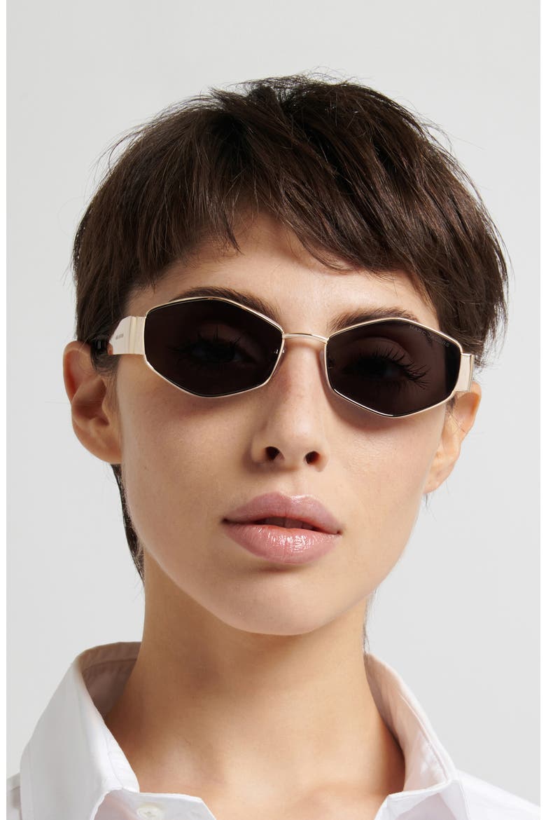 55mm Geometric Sunglasses, Alternate, color, GOLD BLACK/ GREY