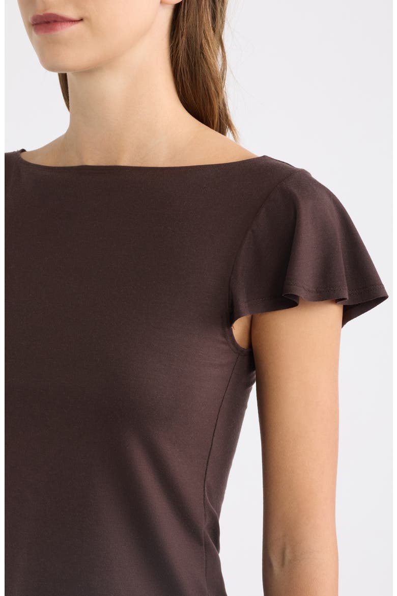 Jensen Flutter Sleeve Boat Neck Top, Alternate, color, MOLE