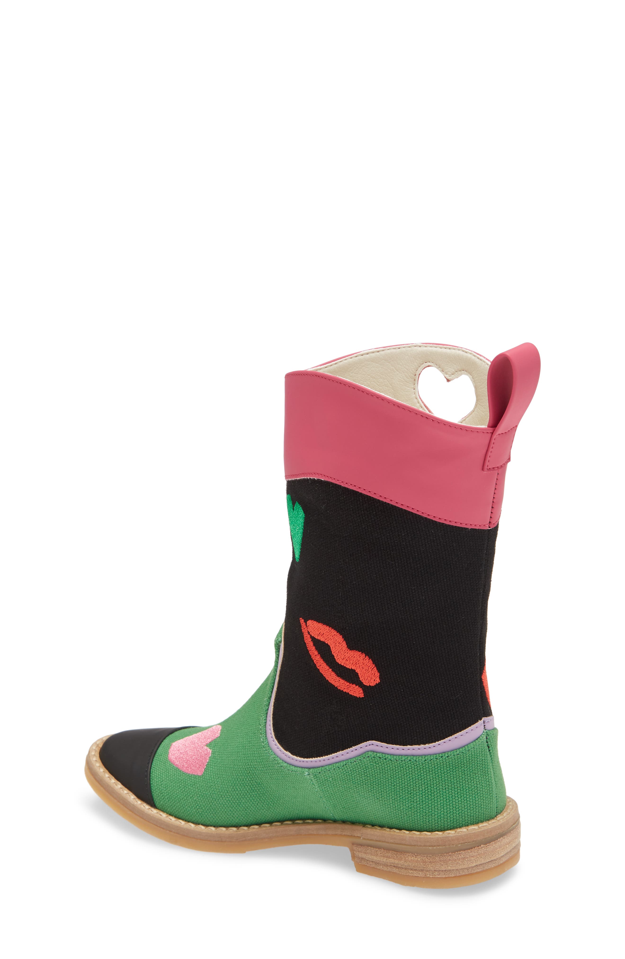 Stella McCartney Kids Rainbow Embroidered Western Boot, Alternate, color, 