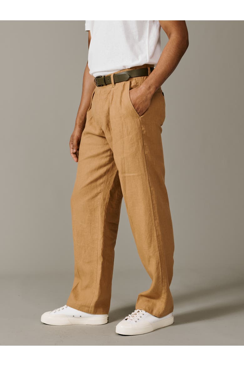 Belvedere Relaxed Linen Trouser, Alternate, color, Mustard