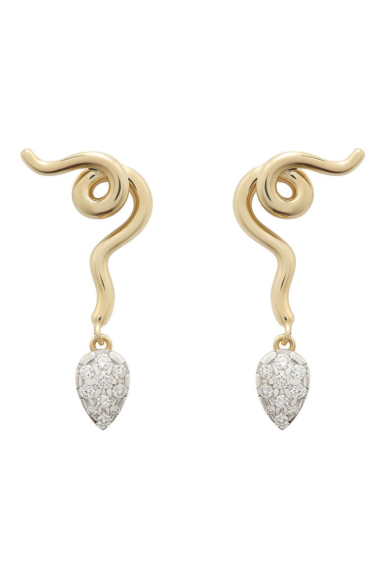 Pavé Diamond Vine Drop Earrings, Main, color, GOLD