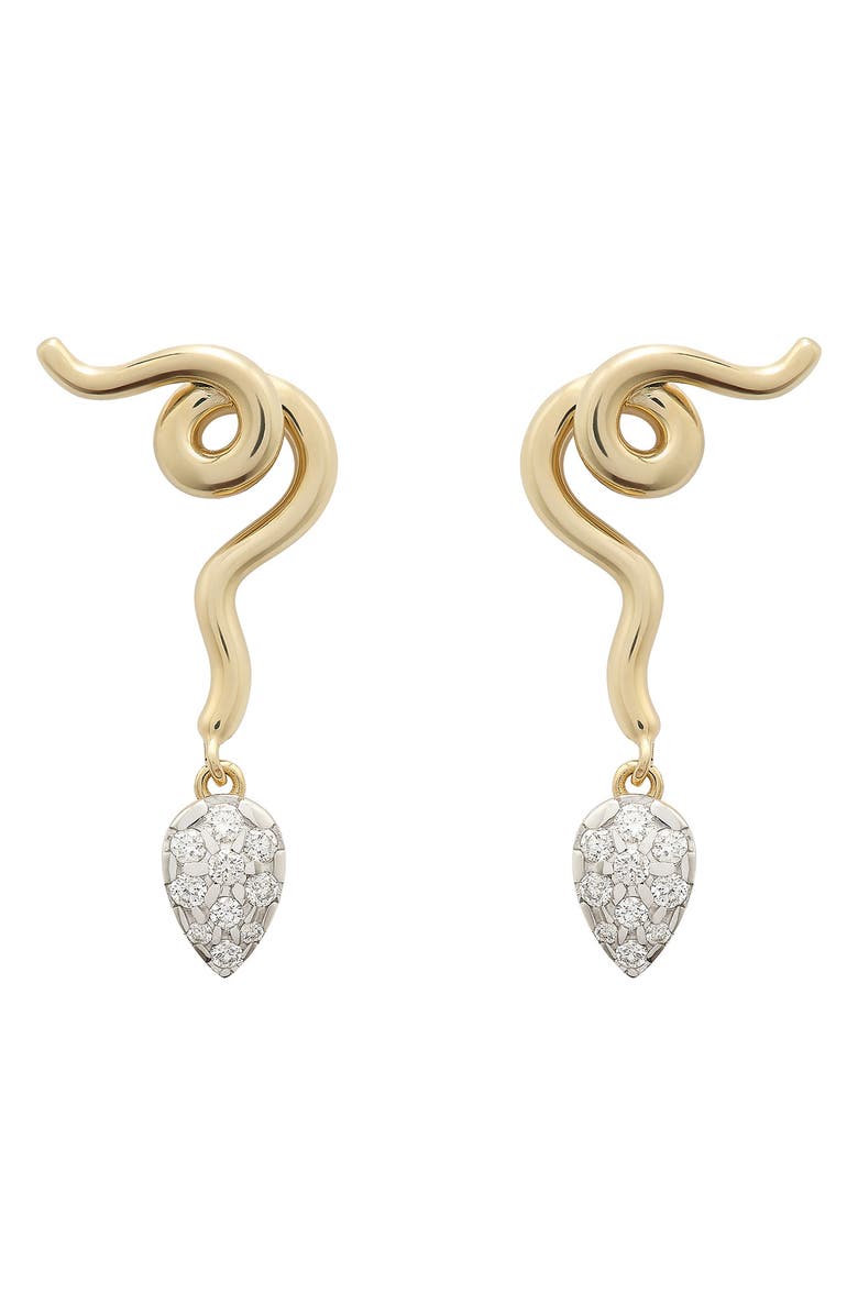 Bea Bongiasca Pavé Diamond Vine Drop Earrings, Main, color, Gold