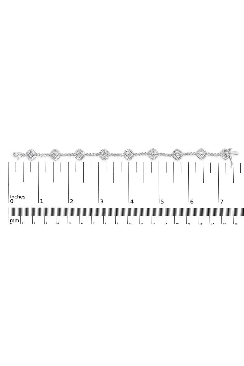 Silver 3.0 Cttw Diamond Halo Square Shape Link Bracelet, Alternate, color, White