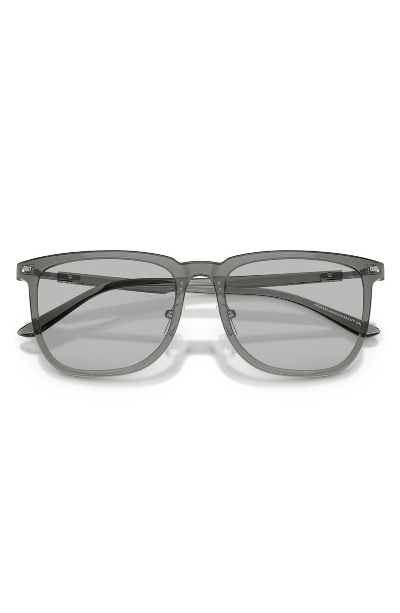 Emporio Armani 56mm Irregular Sunglasses, Alternate, color, Shiny Grey / Light Grey