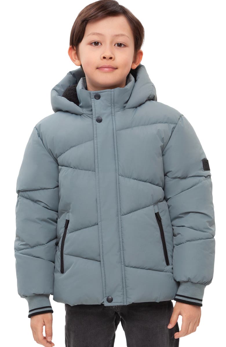 Rokka&Rolla Kids
 Cozy Grid Puffer Jacket, Main, color, Slate Green