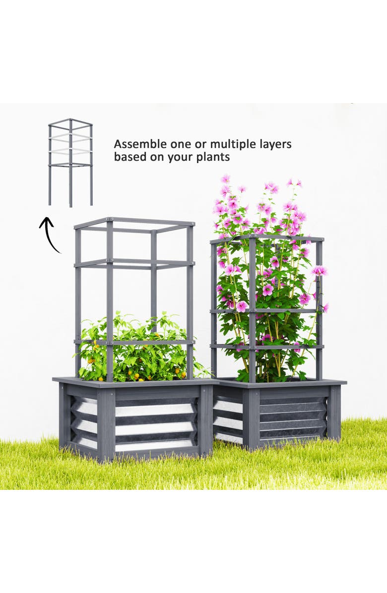 Outsunny Raised with Steel Sides, Raised Garden Bed, Alternate, color, Gray