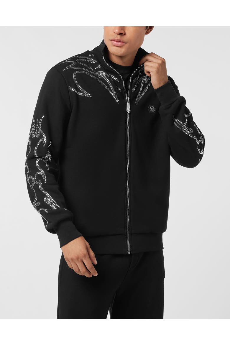 Tracksuit Jacket Texas Studs Men, Main, color, black