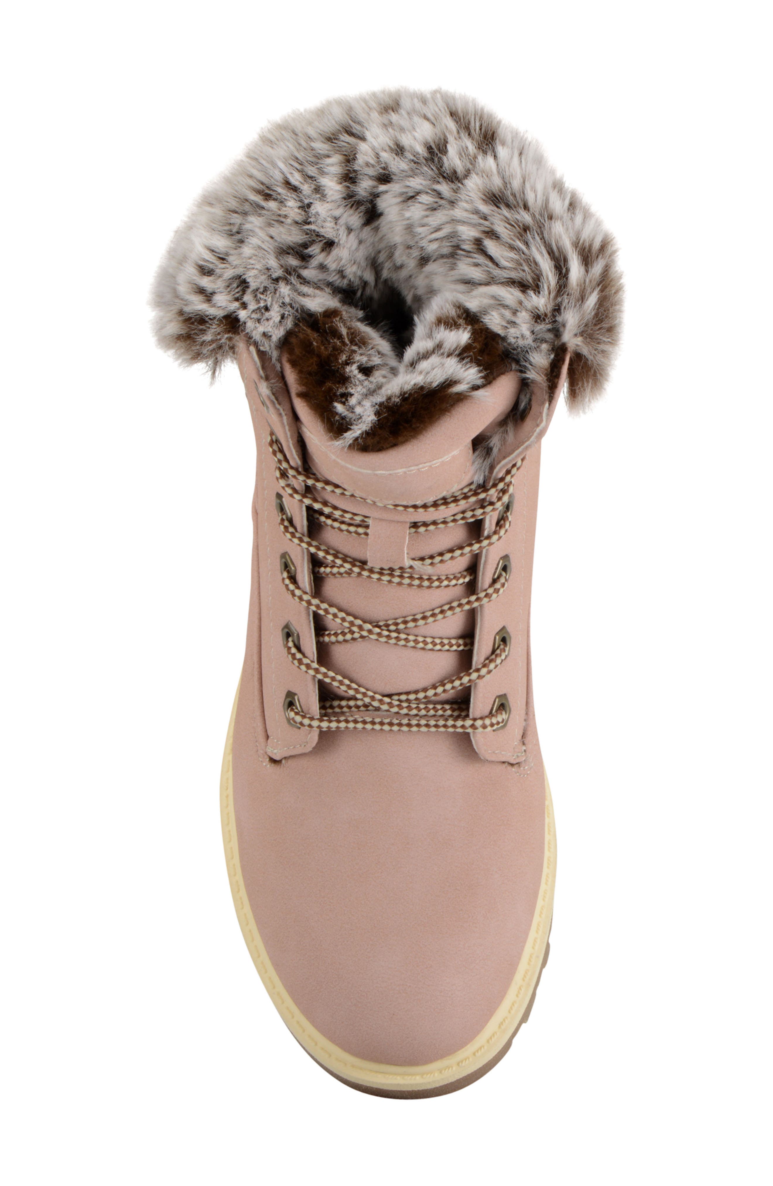 Empire High Faux Fur Lug Sole Boot, Alternate, color, SOFT PINK/ BONE/ GUM