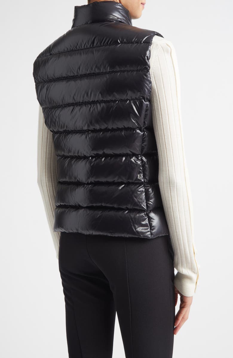 Moncler Ghany Nylon Laqué Down Puffer Vest, Alternate, color, Black