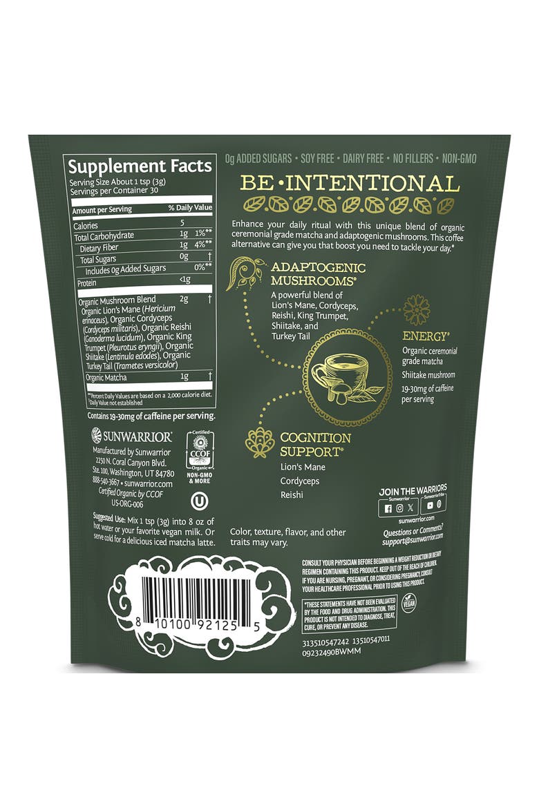 Organic Be Well Matcha Mushroom Powder, 90gm, Alternate, color, No Color