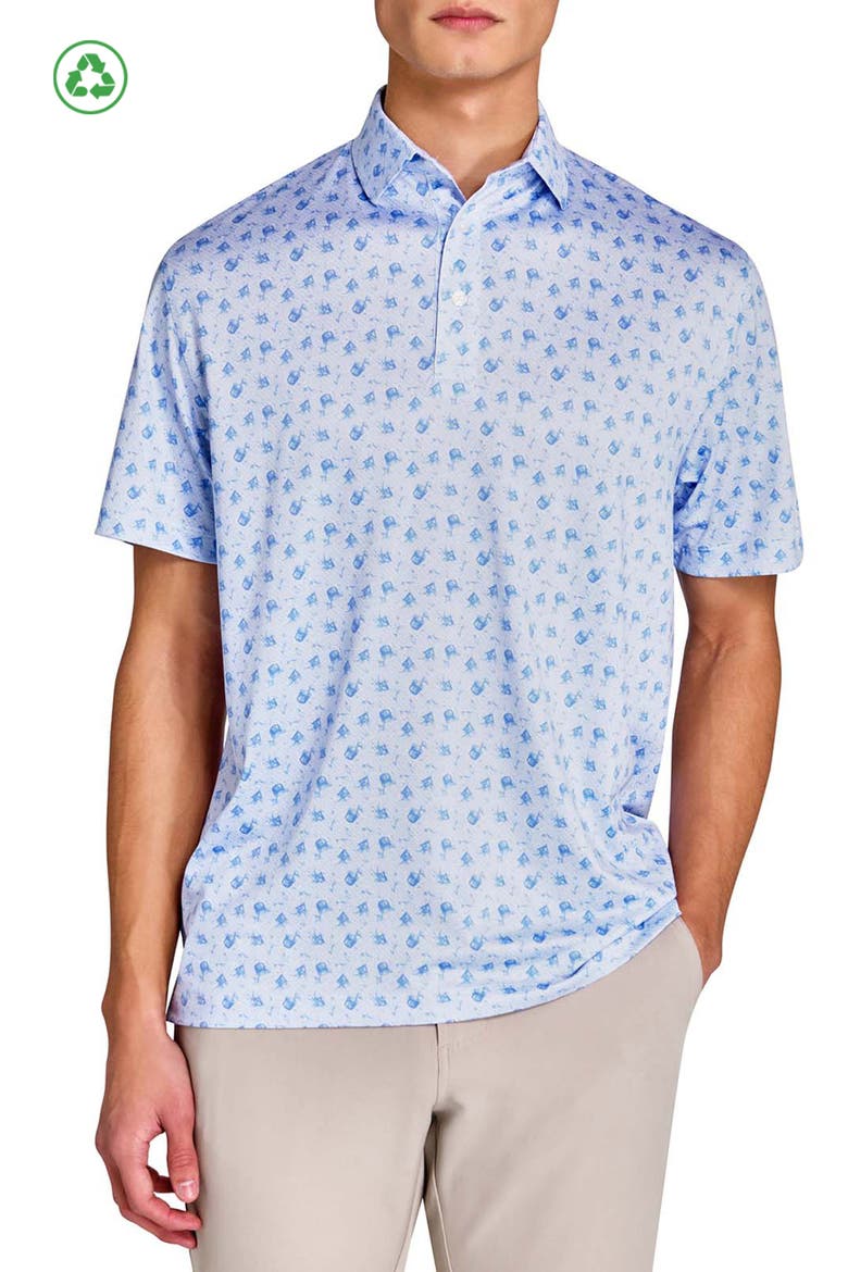 Regular Fit Fit Happy Hour Recycled Performance Golf Polo, Main, color, LT BLUE