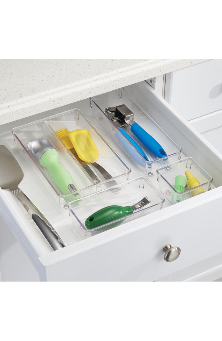 iDesign Drawer Organizer Bins - Set of 6 - Clear, Alternate, color, Clear