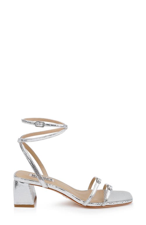 Shop Badgley Mischka Collection Dania Ankle Strap Sandal In Silver Lizard