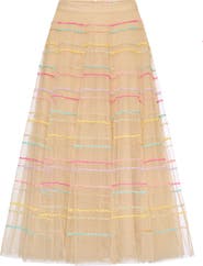 Maison Common Embroidered Tulle Skirt In Typical Macaron Colors