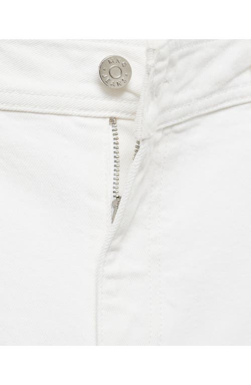 Shop Mango Catherin Raw Hem High Waist Wide Leg Culotte Jeans In White