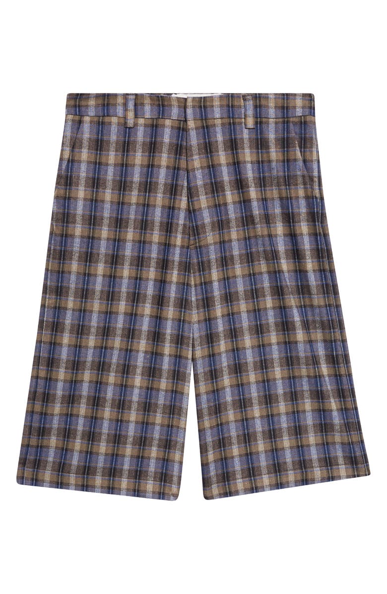 ERL Gender Inclusive Check Cotton Blend Shorts, Main, color, Grey Check