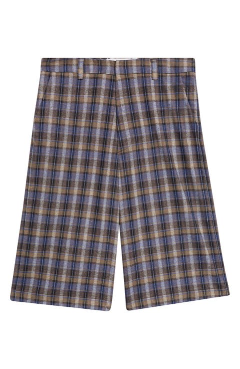 Gender Inclusive Check Cotton Blend Shorts