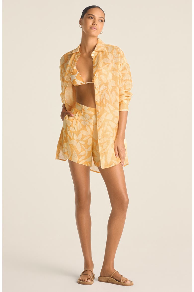 Playa Oversize Linen Cover-Up Shirt, Alternate, color, CREAMSICLE
