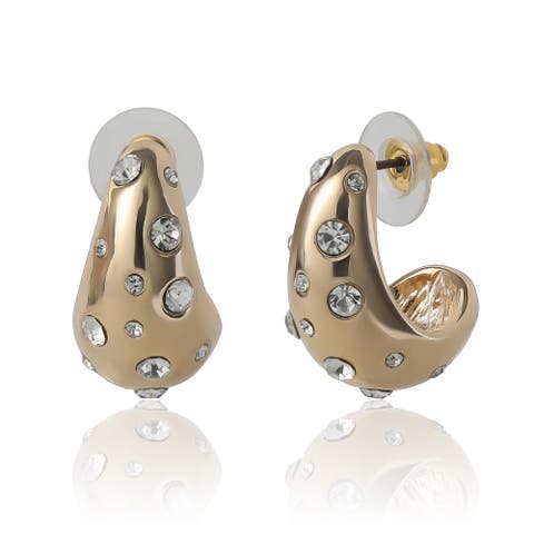 Gold-Tone Pavé Polka Dot Sculptural Hoop Earrings