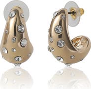 BCBG Gold-Tone Pavé Polka Dot Sculptural Hoop Earrings