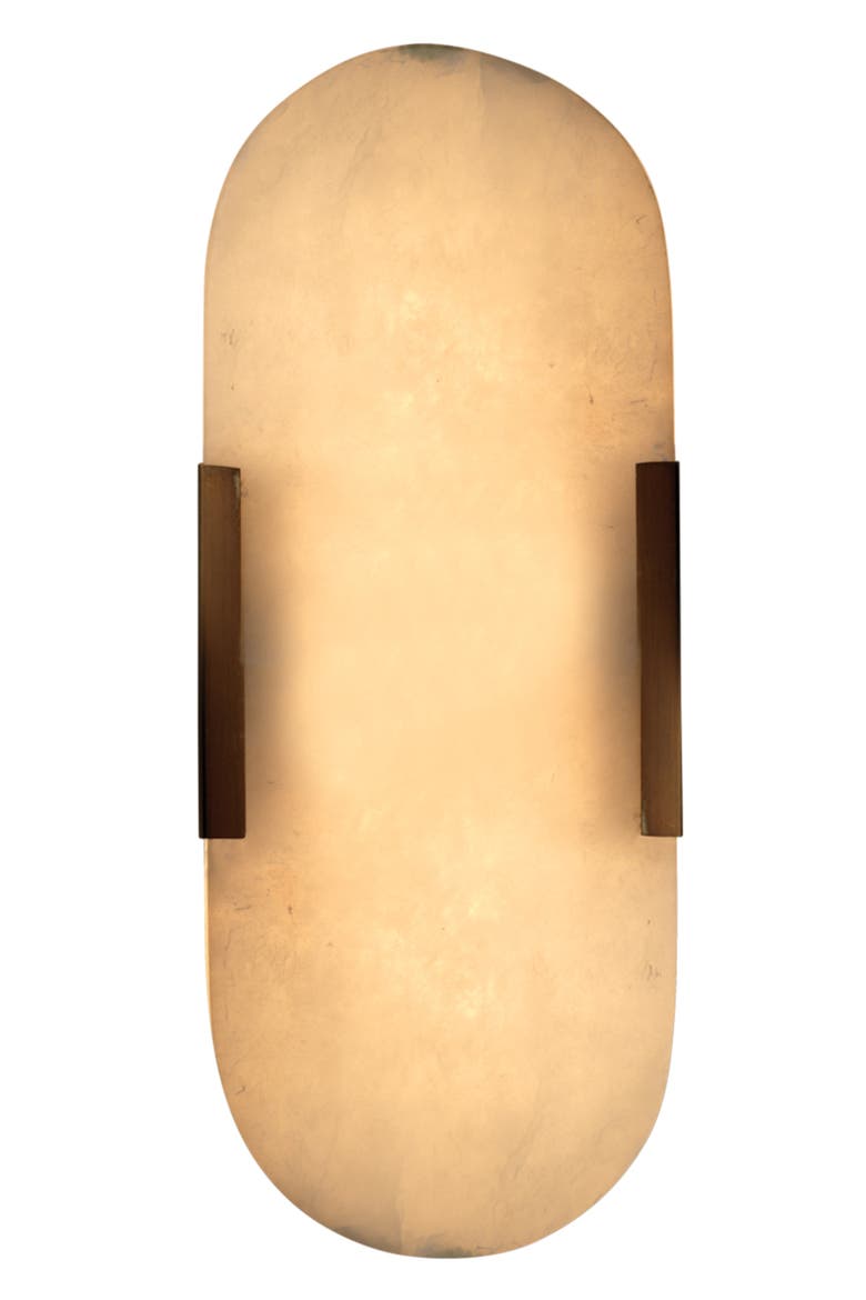 Delphi 2-Light Alabaster Wall Sconce, Antique Brass Metal, Alternate, color, Antique Brass