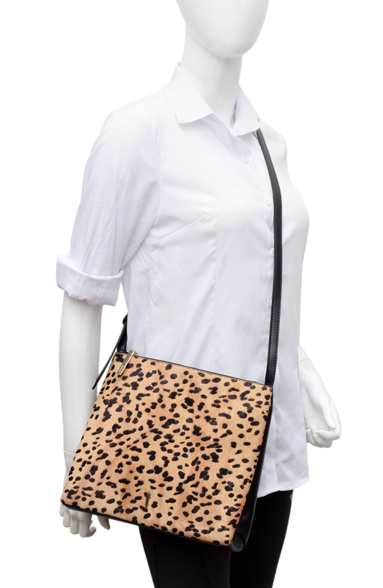 Thacker Callie Genuine Calf Hair Crossbody Bag, Alternate, color, Caramel Spotted